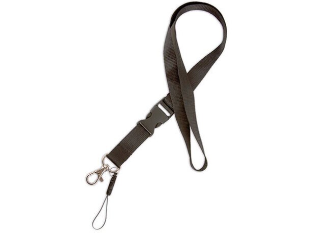 Lanyard doble de poliéster negro