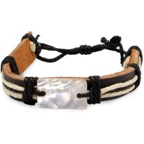 Pulsera Magaluf con chapa de nácar y piel natural