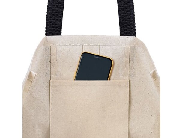 Bolsa algodón Diya resistente con bolsillo interior Azul marino detalle 5