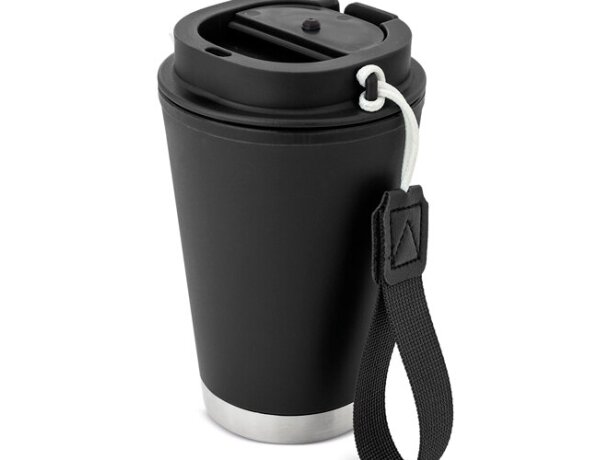 Vaso térmico hermético Tulcán 380ml con cinta de transporte Negro detalle 26
