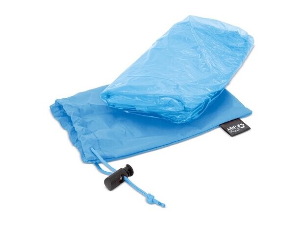 Poncho plegable Bross con bolsa rPET para campañas corporativas Azul detalle 11