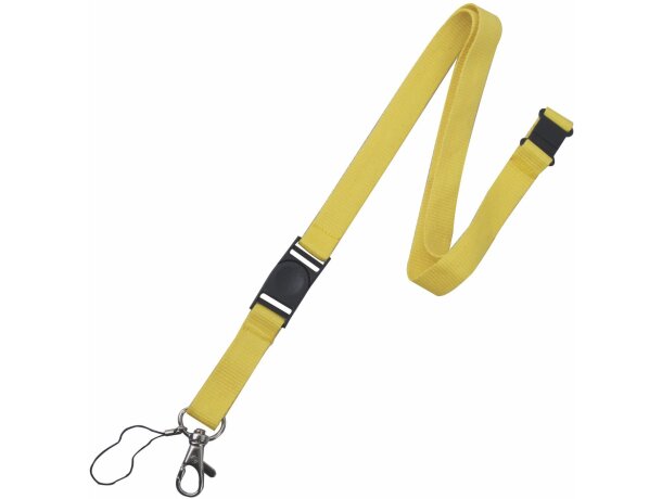 Lanyard doble de poliéster con enganche de hierro amarillo barato