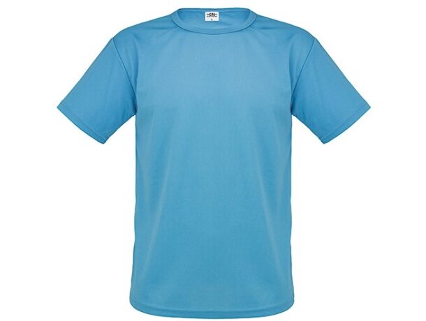 Camiseta Runner adulto poliéster técnico transpirable Azul claro detalle 1