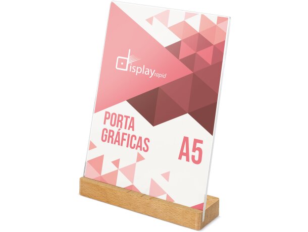 Portagráfica A5 base madera Izor con grabación personalizable detalle 1