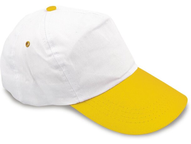 Gorra de algodón bicolor con 5 Paneles amarilla personalizada