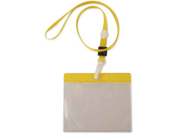 Lanyard con acreditación de pvc amarilla barato