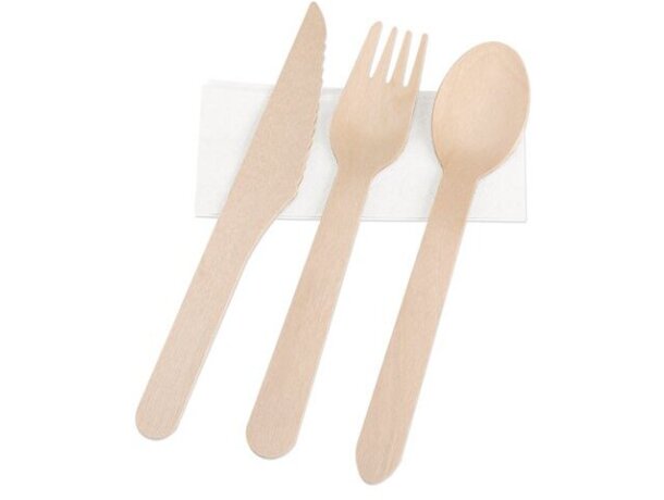 Set de cubiertos madera Complec 4 piezas con servilleta detalle 3