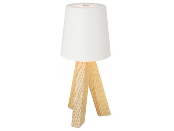 Lámpara Oti con base de madera natural y led táctil recargable detalle 2