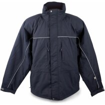 Parka con bandas reflectantes personalizada azul marino Parka con bandas reflectantes personalizada azul marino