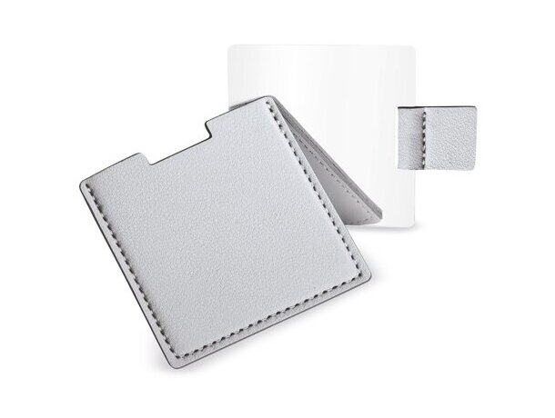 Espejo compacto Lilyan con funda en PU mate personalizable Plata detalle 7