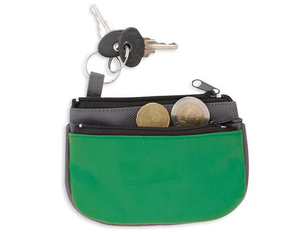 Monedero combinado con 2 cremalleras en poliester y pvc azul royal