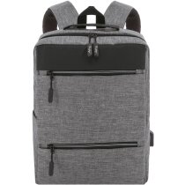 Mochila portátil publicitaria poliéster USB acolchada trolley gris