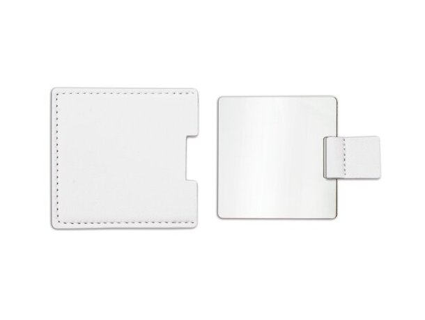 Espejo compacto Lilyan con funda en PU mate personalizable Blanco detalle 1
