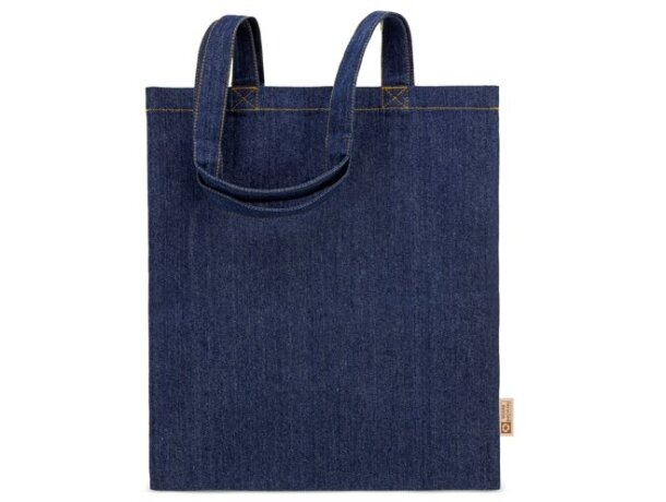 Bolsa algodón reciclado denim Idaho asas largas detalle 3