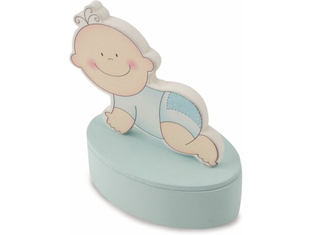 Cajita de bebé con imán azul claro personalizado