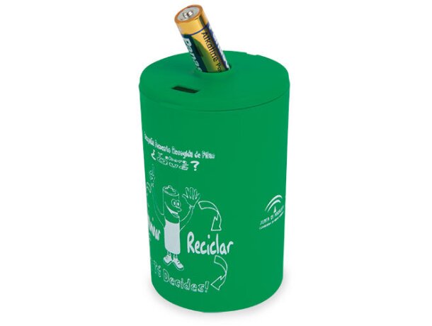 Contenedor de pilas usadas verde