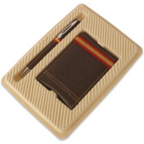 Estuche con tarjetero y bolígrafo automático en marrón Estuche con tarjetero y bolígrafo automático en marrón