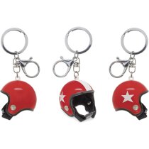 Llavero de moto metálico en forma de casco con mosquetón