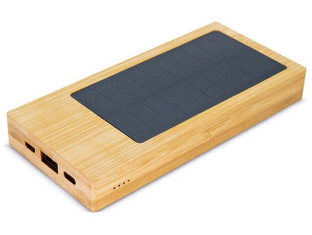 Power bank con cargador solar de bambu Naples