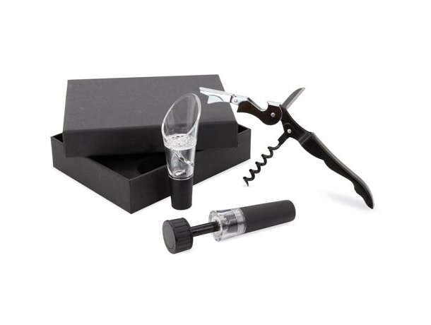 Set de vino 3 piezas Merlot con sacacorchos y dosificador detalle 11