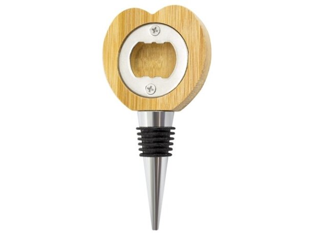 Abrebotellas tapón bambú natural Antur con imán de corazón detalle 2