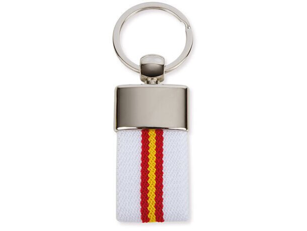 Llavero con correa de bandera de españa blanco