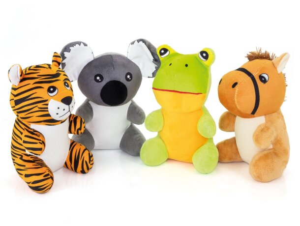 Set 4 peluches Happy Zoo en felpa suave de 17 cm para niños detalle 1