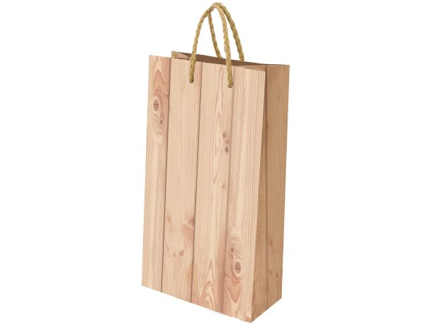 Bolsa papel efecto madera 2 botellas Abeto detalle 1