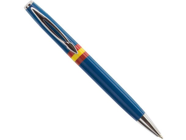 Bolígrafo de plástico con bandera española barato azul