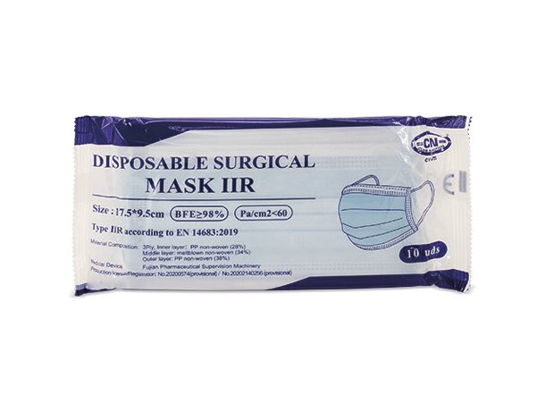 Mascarilla quirurgica de colores azul
