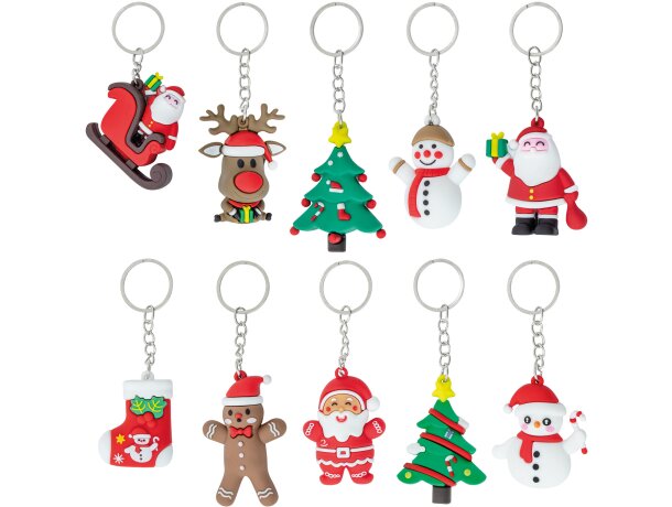 Set 10 llaveros navideños Lubec con diseños 3D en PVC y aluminio detalle 1