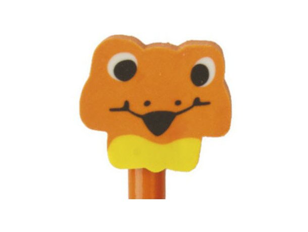 Lápiz de madera naranja con ranita personalizado