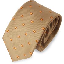 Corbata con bandera de España color camel personalizada Corbata con bandera de España color camel personalizada