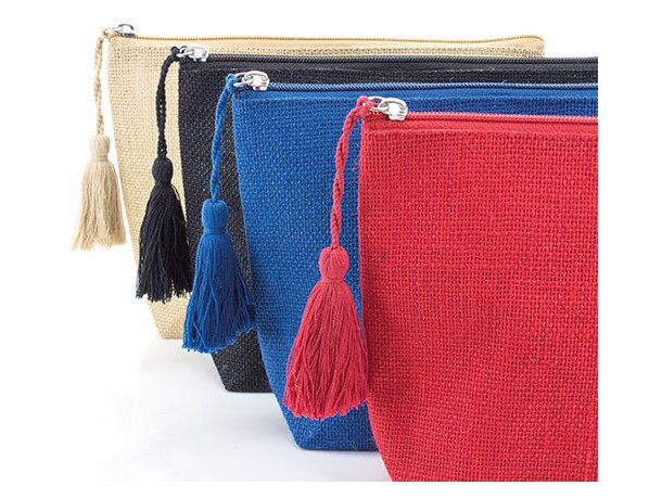 Neceser jute laminado borla rojo