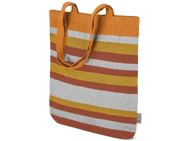 Bolsa de algodón reciclado Trinity con rayas de colores Naranja detalle 8