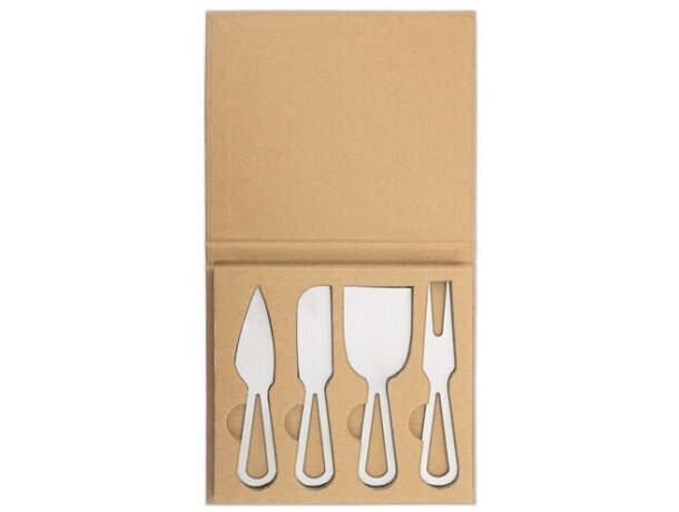 Set 4 cuchillos queso Gourmet acero inoxidable para corte detalle 2