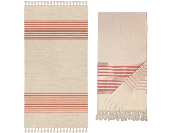 Toalla pareo Cala Galdana con algodón reciclado y orgánico Rojo detalle 11