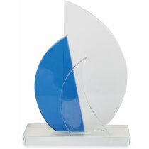 Trofeo de cristal blanco, azul y transparente personalizado Trofeo de cristal blanco, azul y transparente personalizado