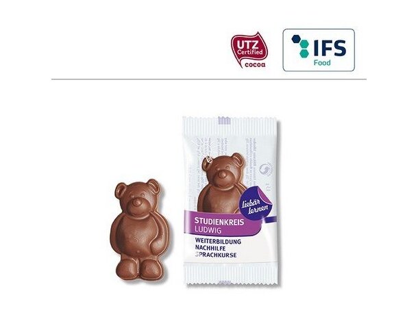 Chocolatina con forma de oso personalizada