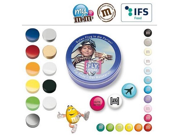 Lata de metal con m&m´s personalizada Lata de metal con m&m´s personalizada