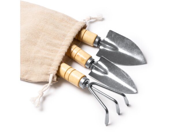 Set jardinería Crocus con acero inoxidable y bambú natural Crudo detalle 2