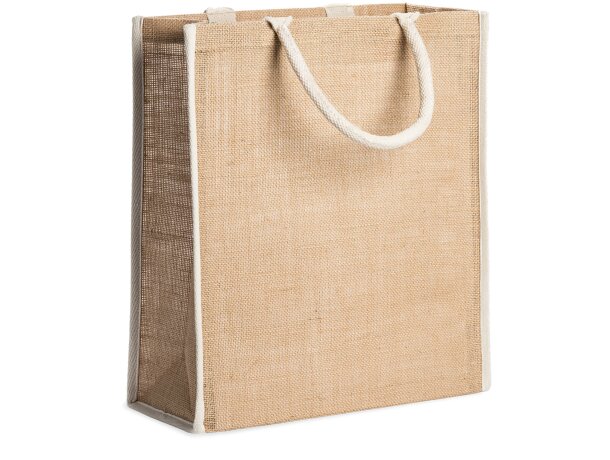 Bolsa Koper yute natural laminado asas algodón reforzadas Crudo detalle 4