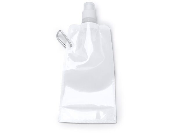 Bidón plegable Zipi 400ml PET con mosquetón de aluminio Blanco detalle 4