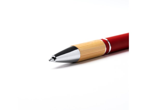 Bolígrafos ecológicos elegante de bambú tinta azul Dekel Blanco detalle 2
