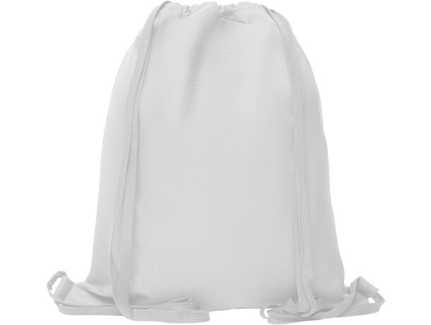 Mochila saco Zorzal poliéster 600D bolsillo cremallera cordones Blanco detalle 8