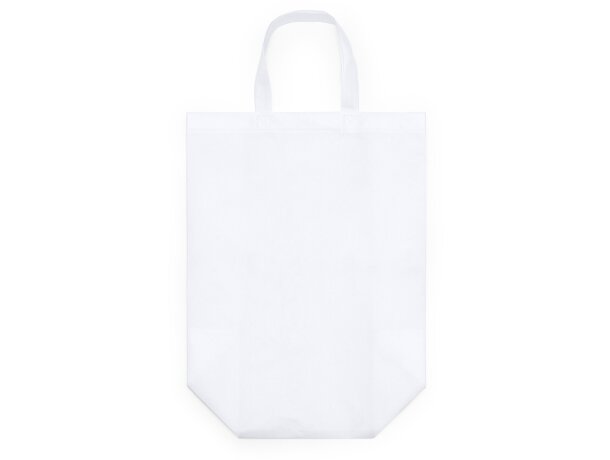 Bolsa Moket non woven blanca con asas reforzadas y fondo amplio Blanco detalle 2
