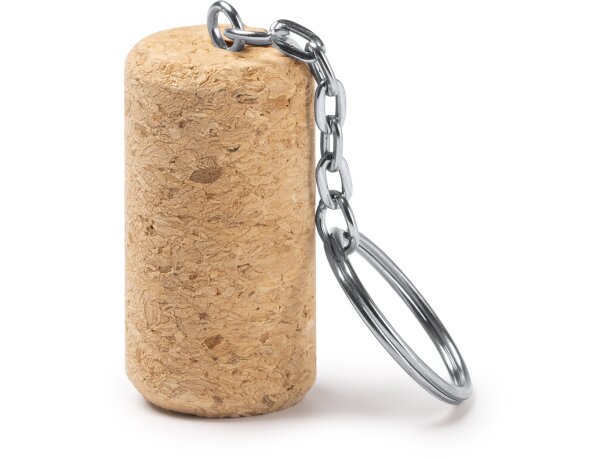 Llavero ecológico para publicidad Texel con tapón de corcho y anilla metálica Crudo detalle 1
