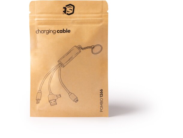 Cable cargador 4 en 1 bambú y fibra de trigo POMBO NATURAL Crudo detalle 3