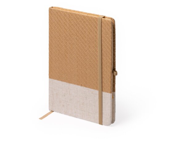 Libreta con banda elastica corporativa con tapa rígida y marcapágina unisex paja natural Bert Crudo detalle 4