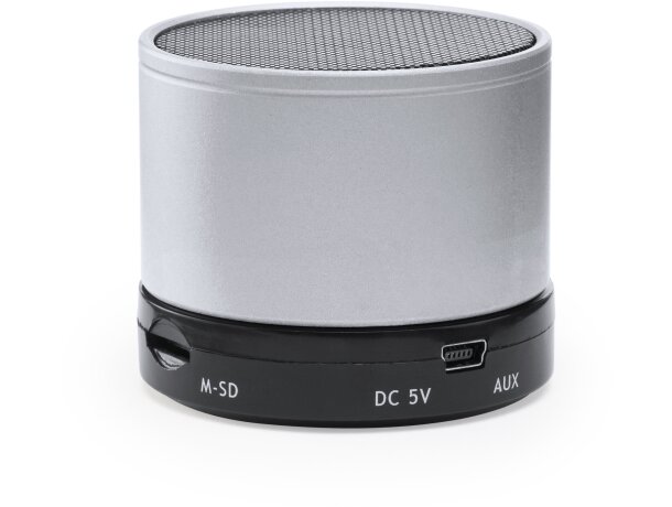 Altavoces promocionales redondos Garrix Plata detalle 7